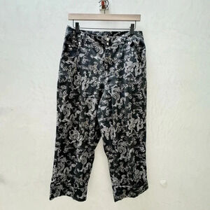 VTG Lees || Women's Dragon Printed Pants Black Ankle Cuffed Size 10